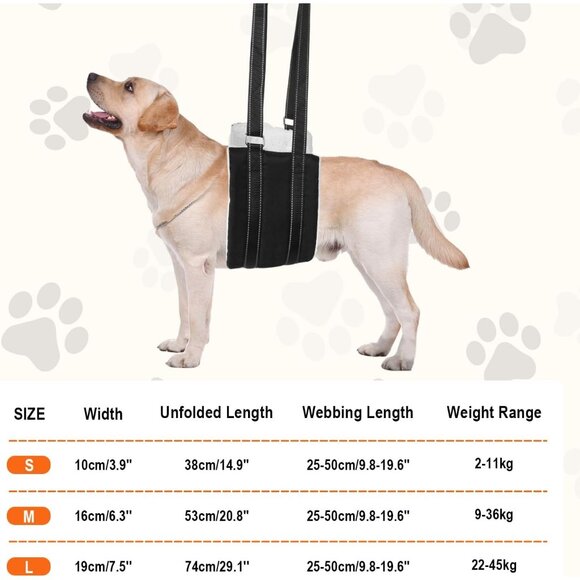 Portable Dog Sling for Back Legs Adjustable Harness for Dogs Hind Leg Support S - Picture 9 of 9
